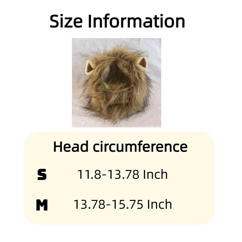 Lion Mane Wig for Cat Costume Pet Adjustable Washable Comfortable Fancy Lion Hair Cat Clothes Dress for Halloween Christmas Easter Festival Party Activity (Brown)