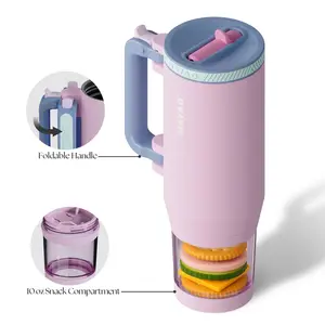 NAYAD HydroStash | 2-in-1 Snack & Drink Tumbler with Foldable Handle – Holiday Gift, Daily Use – Includes Tote, Lipstick Holder & Thank Note