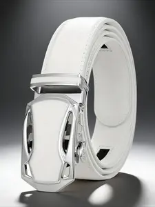 Unisex Alloy Automatic Buckle Belt 3.5cm Wide for Jeans 3 Colors Available