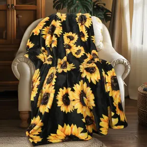 Sunflower Blanket Women Gift, Flannel Sunflower Floral Throw Blanket For Sofa Bed Soft And Comfortable Lightweight Blanket, (Sunflower, 50"x60")Gift For Adult,Valentine's Day Gift, Gift For Husband, Gift For Wife