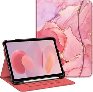 Marble Pink Case for iPad A16 11th Gen 11 Inch 2025 & 10th Gen 10.9 Inch 2022 Multi-Angle Viewing Protective Stand Cover with Pencil Holder & Pocket