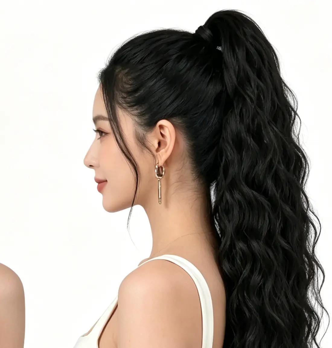 Claw Ponytail Extensions Hair Black Color 26-28 Inch Long Water Wave Hair Heat Resistant Fiber Synthetic Hairpiece For Women Girls Party Daily Use