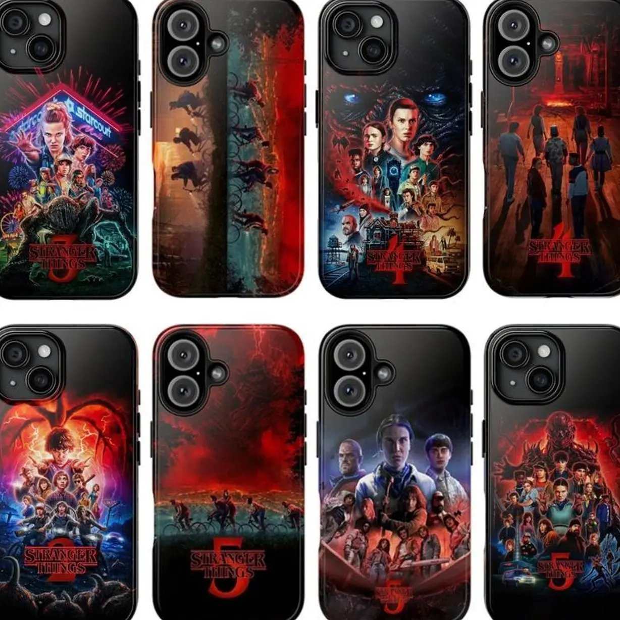 Stranger things 5 & Stranger things 4 Phone Case for iPhone 11 12 13 14 15 16 Pro Max Plus X SE, Samsung S21 S22 S23 S24 S25 ABK