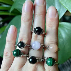 Assorted Crystal Adjustable Size Fidget Spinner Ring