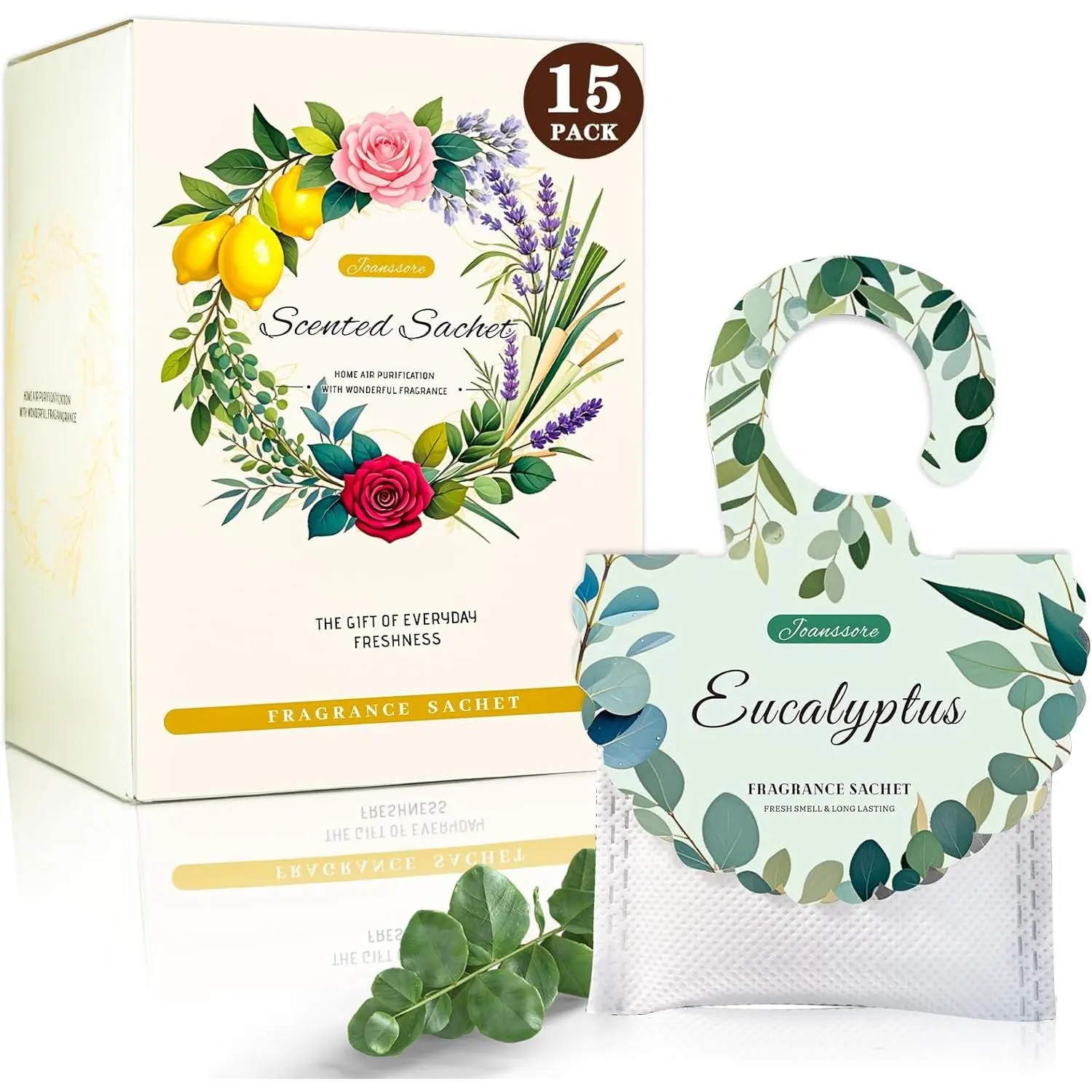 15 Packs Eucalyptus Scented Sachets Bag for Drawers and Closets, Air Freshener for Home Fragrance Sachet, Long-Lasting Hanging Closet Deodorizer Smell Goods for House