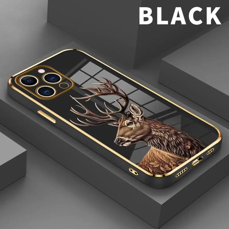 Sika deer Case for iPhone 16 E 15 14 Pro Max 13 12 11 XR XS Plus Shockproof Full Camera Protection Durable slim Silicone Cover