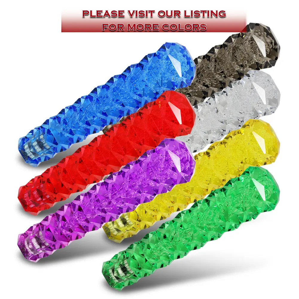 Stay Tuned Performance Universal 3D Diamond Crystal VIP Manual Bubble Shifter Shift Knob Head 20CM JDM Style Clear Transparent Design