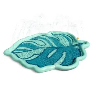 Minnidip Tropical Palm Leaf Splash Pad Sprinkler Inflatable Pool Float for Kids Ages 3+ - 70"x60" Water Sprays & Easy Setup - African Style Pool Floaters