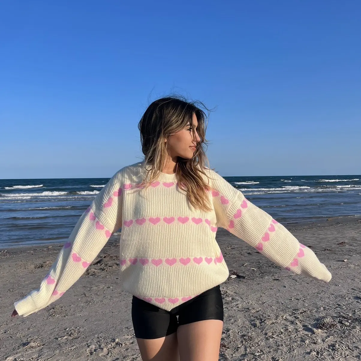 Alexa Heart Knit Sweater for Women - Soft and Cozy - Womenswear, Knitwear Casual Fit
