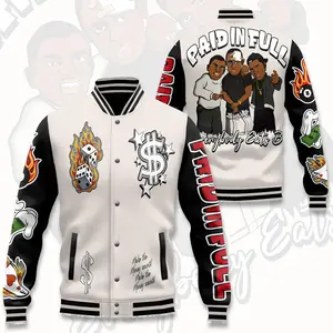 Paid In Full Film Inspired Varsity Jacket, Classic Two Thousands Hip Hop Bomber, Retro Graphic Streetwear Gift For Movie Fashion Fans