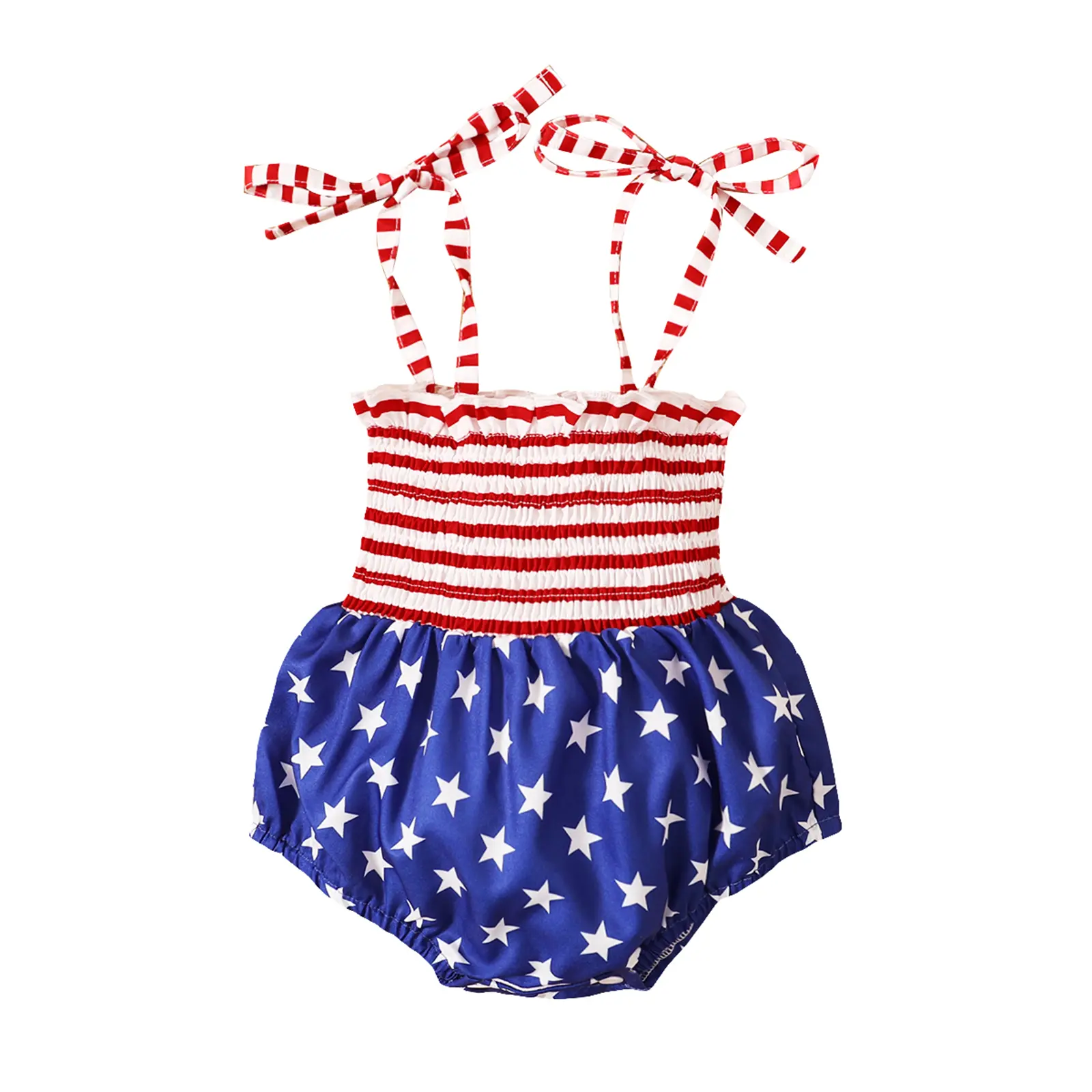 Newborn Baby Girl 4th of July Clothes Striped Stars Bodysuits Onesie Infant Girl Romper Sleeveless Outfit