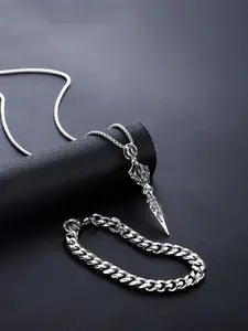 Men's Street Style Pendant Necklace & Chain Bracelet, Fashion Hip Hop Jewelry for Party, Daily Decor, Trendy All-match & Exquisite Jewelry for Birthday Gift