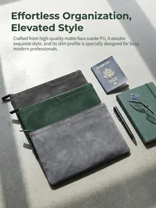 High-End Matte Suede PU Zipper Pouch, Thin File Storage Bag for Modern Professionals, Suitable for Business Office, Commuting, Daily Use