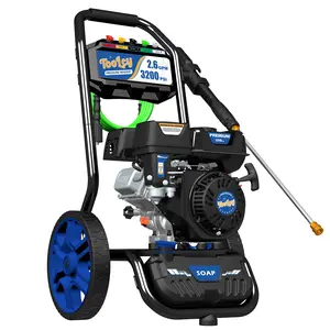 TOOLCY Gas Powered Pressure Washer, 3200 PSI and 2.6 Max GPM, Reinforced Pump, 35FT Extended Power Hose, Kink-Less Swivel Gun with & 5 Nozzles, for Cars/Fences/Driveways/Homes/Patios