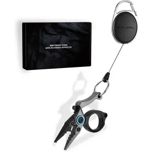 Mini Fishing Pliers with Fly Fishing Zinger Retractor, Fish Hook Remover Tool, Split Ring Pliers for Saltwater & Freshwater, Tungsten Carbide Cutters, Fishing Gear Gift for Anglers