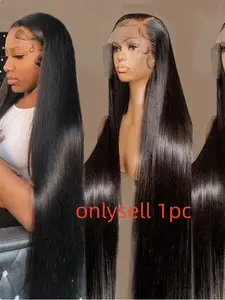 Women's parting straight long hair synthetic fiber front hairpiece wig, fluffy without bangs, glue-free front hairpiece wig, suitable for parties and daily use, Natural Looking Wig, natural, realistic synthetic fiber head cover