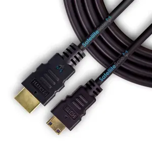 SatelliteSale Digital 1.4 Mini HDMI To HDMI Cable Universal Wire 4K/30Hz 10.2Gbps PVC 2160p Black Cord 6 Feet