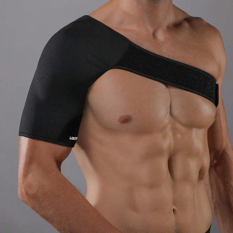 1pc Men Women Breathable Elastic Shoulder Support Rotator Cuff Brace Adjustable Fits Left And Right Arm For Men Women Gym Gym Accessories Healthcare Tool Black