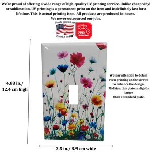 Floral Light Switch Cover | Wildflower Botanical Decor | Aesthetic UV Printed Design for Home & Office
