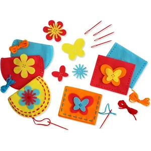 Sew Your Own Purses Sewing Kit for Kids Felt Crafts for Kids Sewing Ages 4-8 Plus Felt Kit Helps Develop Fine Motor Skills DIY Kits with 6 Purses & Accessories