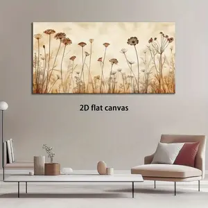 Modern Minimalist Botanical Canvas Wall Art Wildflower Field Print Decor for Living Room & Bedroom Elegant Sepia Tones Nature Inspired Multicolor