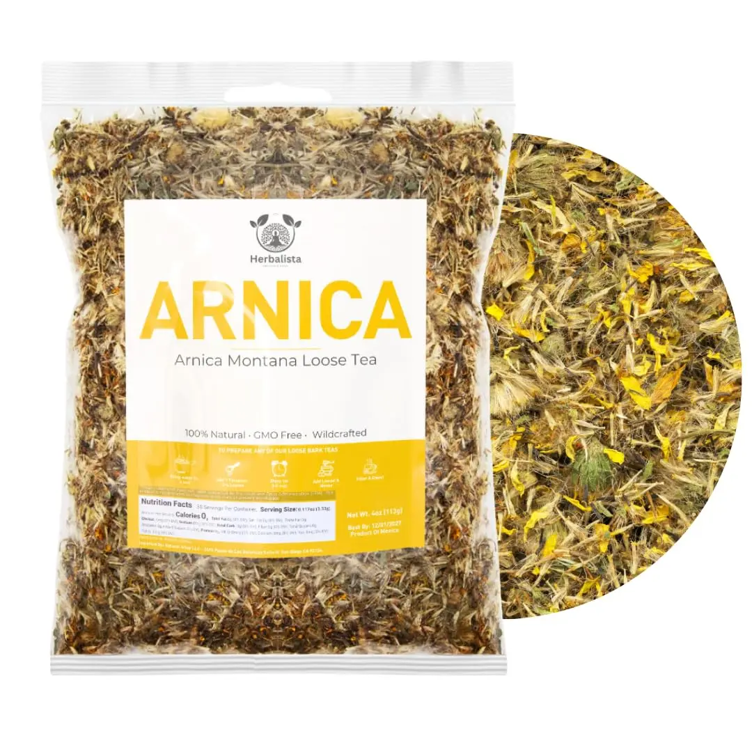 Herbalista - Arnica Montana Leaf Tea 4 oz (113g) - Petalos de Arnica - Wildcrafted Arnica Herbal Tea | Té de Árnica Natural Silvestre | 100% Natural Premium Quality Herb