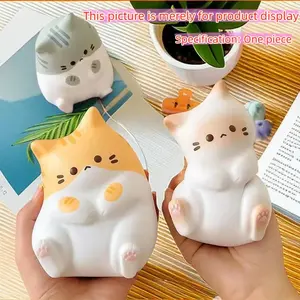 Slow Rebound Crooked Head Cat Squeeze Toy, PU Material Stress Relief Toy, Cute Cartoon Animal Decompression Toy, Fun and Relaxing Gift, Squishies, Cute Squishy