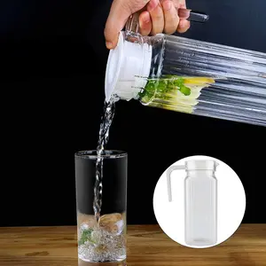 Clear Plastic Pitcher with Lid,800ml Acrylic Transparent Juice Bottle Striped Water Ice Cold Juice Jug with Lid for Bar Home(800ML)