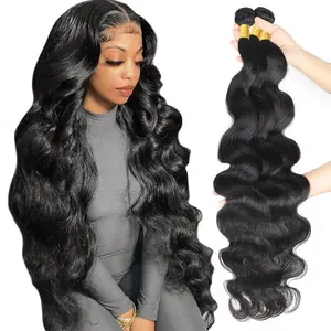 Gefily[14A]Straight Bundles Human Hair 16 18 20 Inch 100% Unprocessed Brazilian Virgin Hair Straight Weave Bundle Human Hair Bundles Real Natural Black Human Hair Extensions