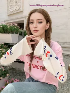 Summer Women's UV Protection Loose-Fit Sleeves, Fashionable Large Sleeve Hook Design, Breathable Sunshade Arm Covers, Outdoor & Daily Wear