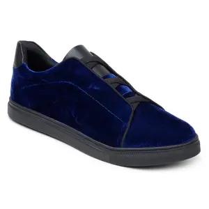 Belvedere Eros Midnight Velvet & Black Leather Low-Top Sneakers