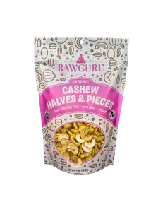 RawGuru Raw Organic Cashew Halves - 16 oz Protein Snack