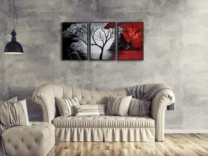Art Large Size Framed Art Canvas Art Prints Wall Art the Cloud Tree Abstract Pictures Paintings for Bedroom Home Office Decorations Contemporary Artwork 3 Panels Black Frames