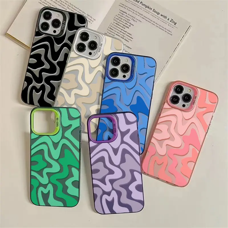 Contrast Wavy Line Phone Case Durable And Stylish Phone Case Made With Hard Shell Material Impact-Resistant And Easy To Clean Keeping Your Device Looking Great For iPhone 17.16.15.14.13.12.11.X.XS.XSMAX.XR.8.7