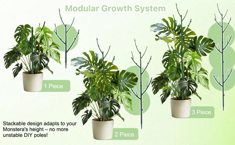 PERSZENStackable Monstera Plant Support Stakes, Plant Support Stakes for Indoor Plants Tall, Plant Climbing Support for Monstera, Philodendron, Potted Plants, Plant Poles for Climbing Plants (6PCS/15PCS)