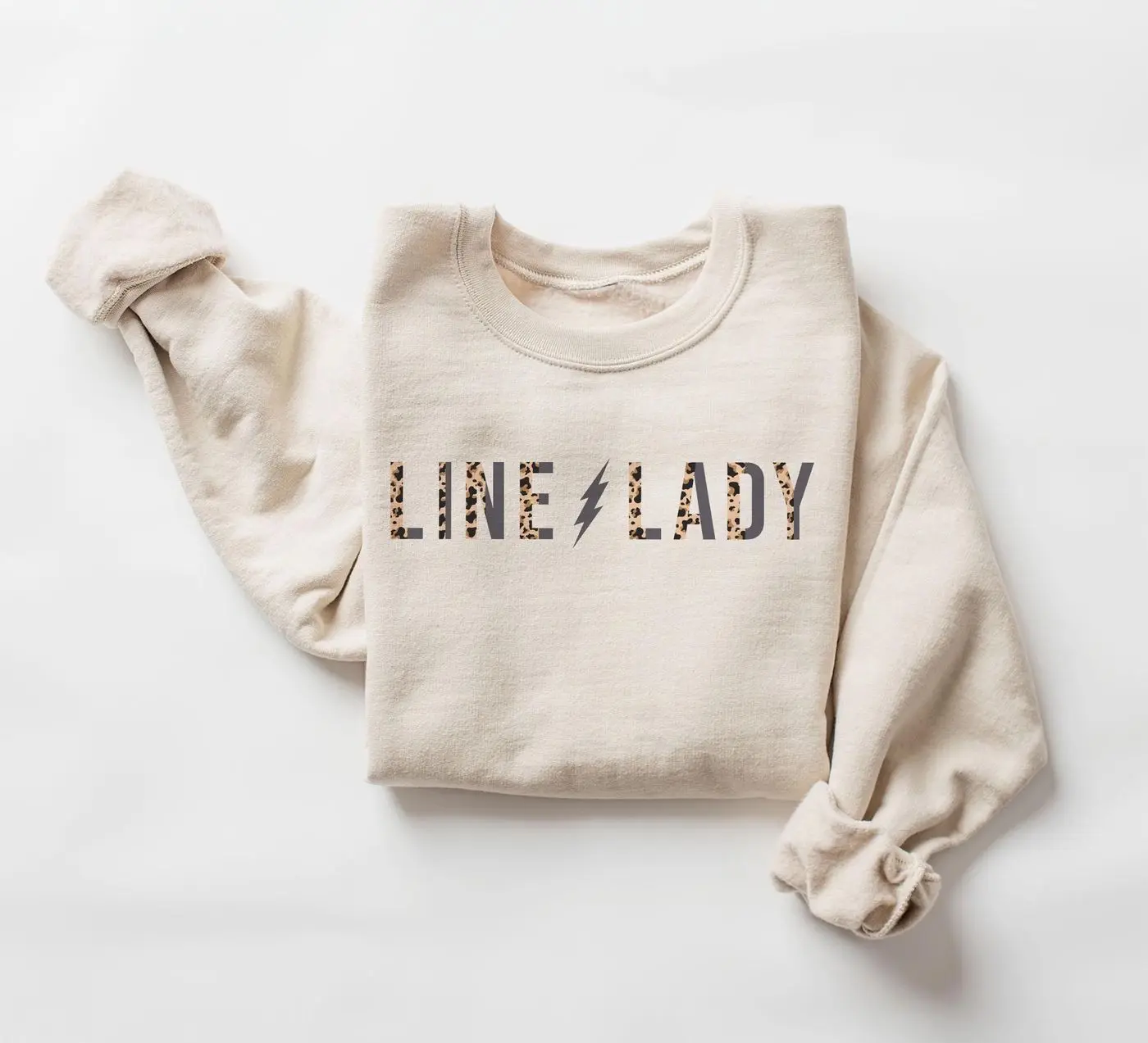 Linemans Girlfriend Sweatshirt - Line Lady Electric Bolt Leopard Print Outfit - Gift For Line Worker - Unisex Crewneck Sweatshirt