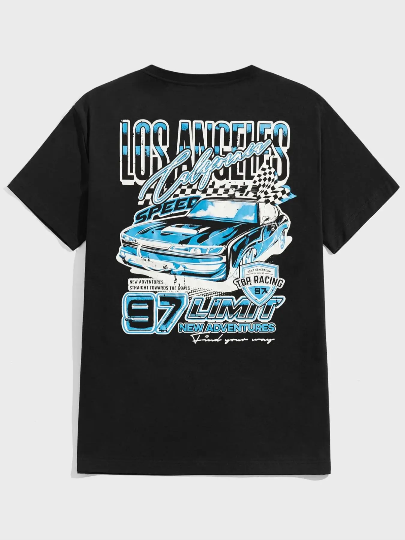 Men's Cartoon Car Graphic Print Round Neck Tee, Regular Fit Casual Fashion Short Sleeve T-shirt for Daily Wear, Men Summer Top