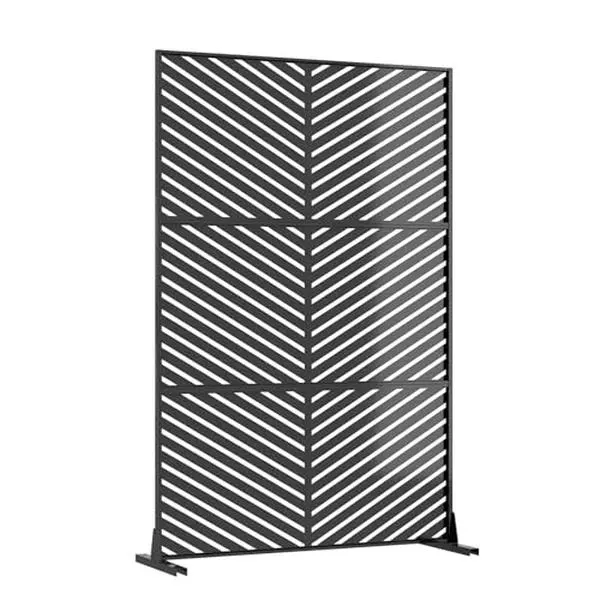 Louvered Weatherproof Metal Privacy Screen - 72in H x 47in, 78in x 48in Freestanding Decorative Divider with Stable Base, Extended Height Privacy Solution for Balconies, Patios, Gardens, Indoor Areas, Lightweight & Flexible Placement