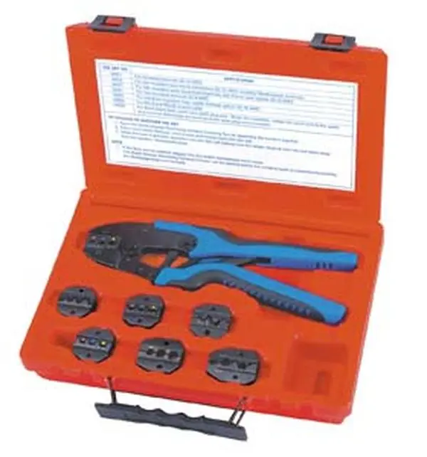 Tool Aid TA18960 Quick Change Ratcheting Terminal Crimping Kit - Steel Frame Automotive Hand Tool with Lever, Cushioned Grip, Ratchet Action & Crimping Functionality