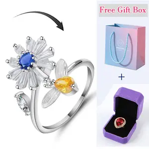 AS1651 Couple Gear Ring Rotatable Mechanical Ring Decompression Anxiety Ring Rotatable Statement Band Stress Relieving Rings Valentine's Day Gift