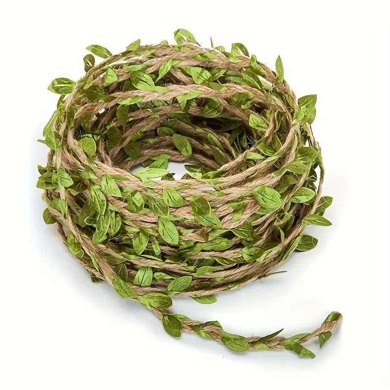 Artificial Green Leaf Vine Decorative Rope, 10m Fake Leaf Vine Decorative Rope, Indoor Outdoor Decorative Supplies for Home Party Wedding Festival, Ornaments, Artificial Plants, Lightweight, Decoration