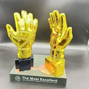 1Best Goalkeeper Golden Glove Trophy, Yashin Award Football Match Trophy Model, Fan Collection Souvenir, Desk Placement