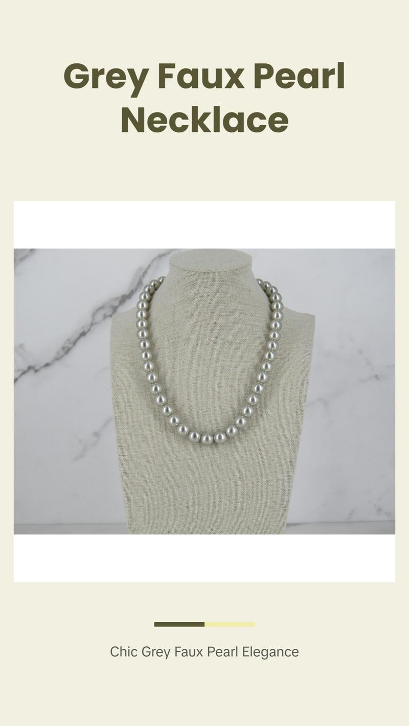 Grey Toned Faux Pearl Necklace