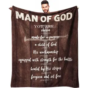 Christian Gifts for Men, Religious Gifts for Men Faith, Birthday Spiritual Inspirational Present for Christian Man, Bible Biblical Present for Man Throw Blanket 50"X60", Printed on One Side with a Plain White Back, Halloween Thanksgiving Christmas Gift