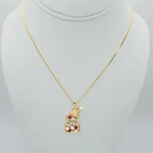 Gold Plated Chain with Pendant - Multicolor Design, 14k Gold Plated, Stylish Accessory for Everyday Wear