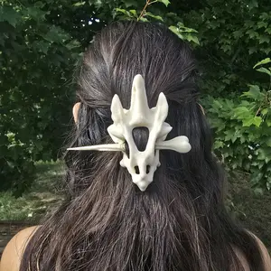 Skull and Bone Hair Pin Dragons Cats Bats Deer Dinosaur and Ravens 3D Printed Unique Design Regular Mini Sizes