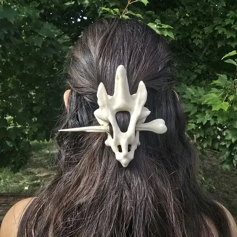 Skull and Bone Hair Pin Dragons Cats Bats Deer Dinosaur and Ravens 3D Printed Unique Design Regular Mini Sizes