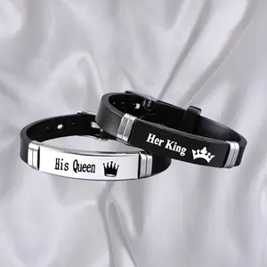 His Queen Her King Couple Bracelets - King and Queen Sport Couple Bracelets for Couples Sets