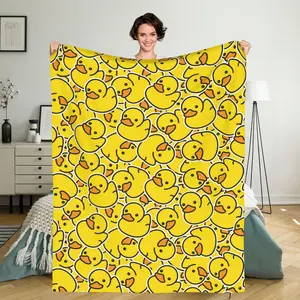 Cartoon Funny Duck Blanket Flannel  Throw Blanket Durable Couch Blankets Home Decor for Bed and Sofa Super Soft Warm Blankets for All Season 50x40 inch