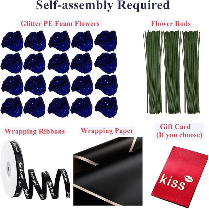 Glitter Rose Bouquet,Artificial Rose Flowers Bouquet,DIY Bouquet Shiny Fake Rose Bouquet Love Gift,Rose Glitter,DIY Bouquet Gifts for Valentine's Day Gift Decor Decorative bouquet  perfection, fake glitter flower